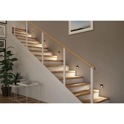 Paulmann 80004 - LED/1W Treppenlicht mit Sensor TSARO 230V Lead/Schwarz