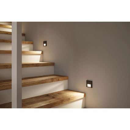 Paulmann 80004 - LED/1W Treppenlicht mit Sensor TSARO 230V Lead/Schwarz