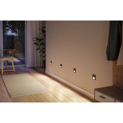 Paulmann 80004 - LED/1W Treppenlicht mit Sensor TSARO 230V Lead/Schwarz
