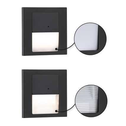Paulmann 80004 - LED/1W Treppenlicht mit Sensor TSARO 230V Lead/Schwarz