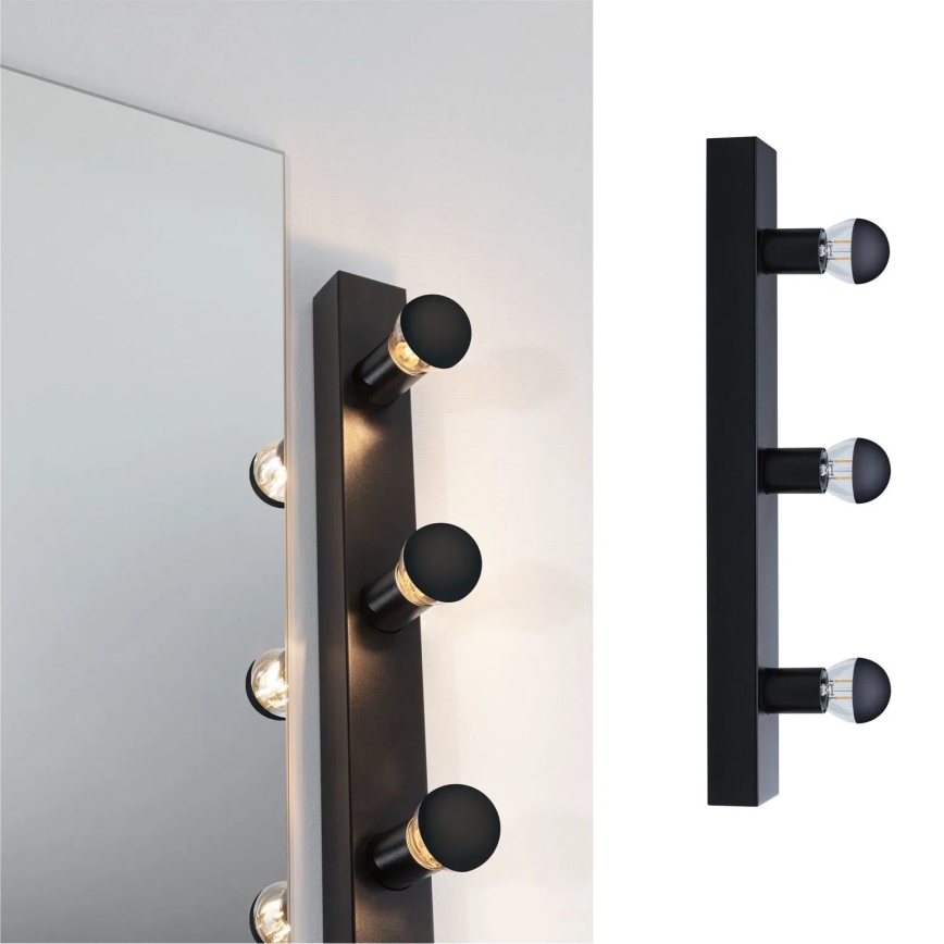 Paulmann 80097 - 3xE14/40W IP44 Badezimmer-Spiegelbeleuchtung REGULA 230V schwarz