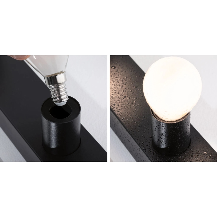 Paulmann 80099 - 4xE14/40W IP44 Badezimmer-Spiegelbeleuchtung REGULA 230V schwarz