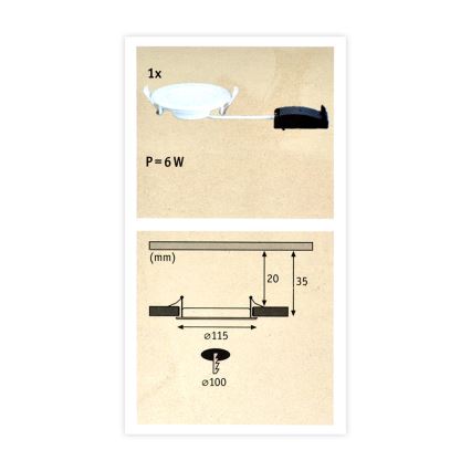 Paulmann 92061 - LED/6W IP44 Badezimmer Einbauleuchte QUALITY LINE 230V