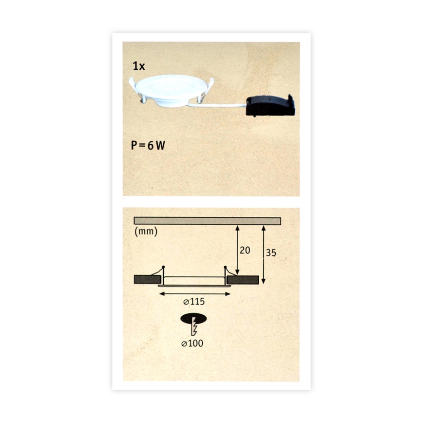Paulmann 92061 - LED/6W IP44 Badezimmer Einbauleuchte QUALITY LINE 230V