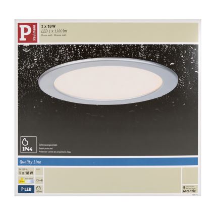 Paulmann 92075 - LED/18W Badezimmereinbauleuchte QUALITY LINE 230V IP44