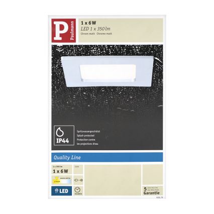 Paulmann 92079 - LED/6W IP44 Badezimmer Einbauleuchte QUALITY LINE 230V