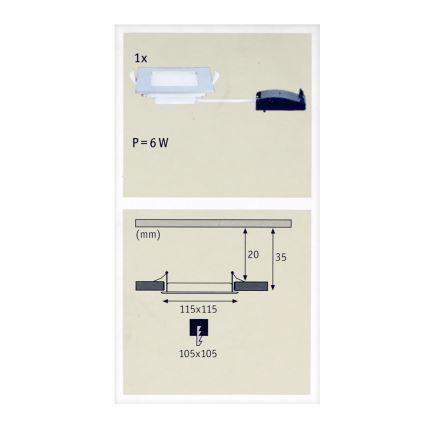 Paulmann 92079 - LED/6W IP44 Badezimmer Einbauleuchte QUALITY LINE 230V