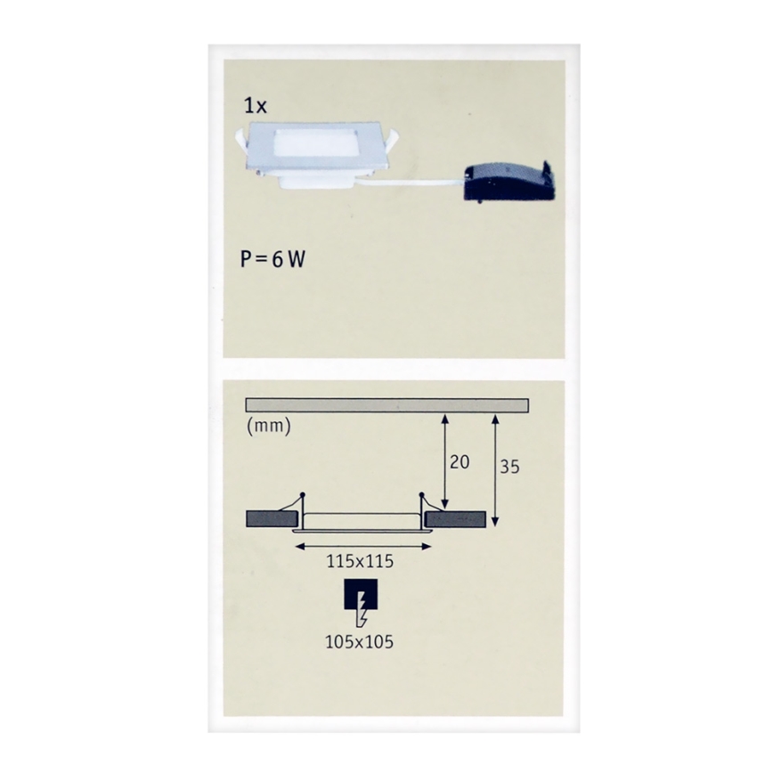 Paulmann 92079 - LED/6W IP44 Badezimmer Einbauleuchte QUALITY LINE 230V
