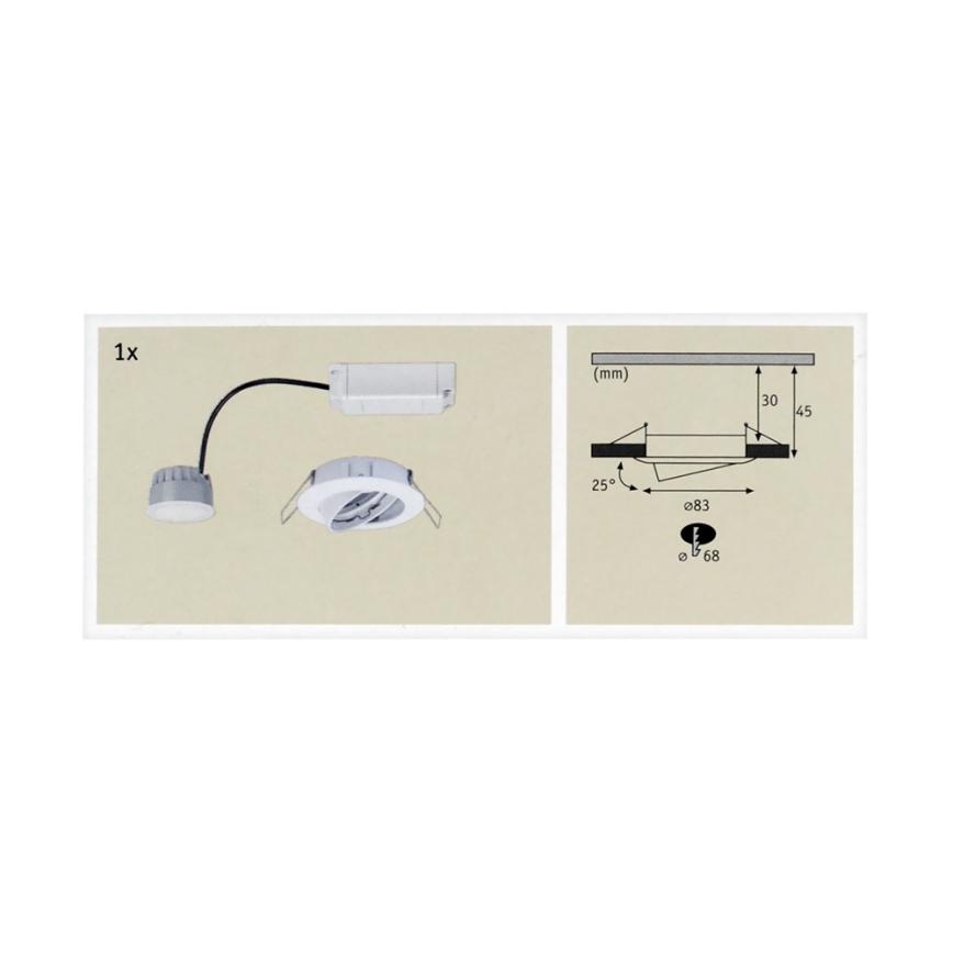 Paulmann 92094 - LED/5W Dimmbares Einbau-Badezimmerleuchte COIN 230V
