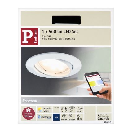 Paulmann 92095 - LED/4,5W Dimmbares Badezimmer-Einbauleuchte SMART COIN 230V