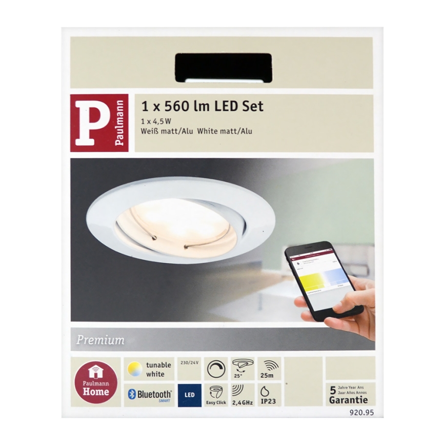 Paulmann 92095 - LED/4,5W Dimmbares Badezimmer-Einbauleuchte SMART COIN 230V