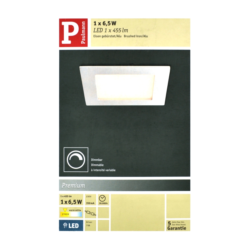 Paulmann 92100 - LED/6,5W Dimm-Paneel PREMIUM LINE 230V