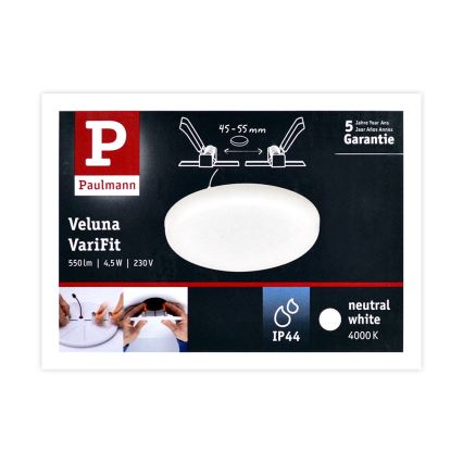 Paulmann 92390 - LED/4,5W IP44 Badezimmereinbauleuchte VARIFIT 230V