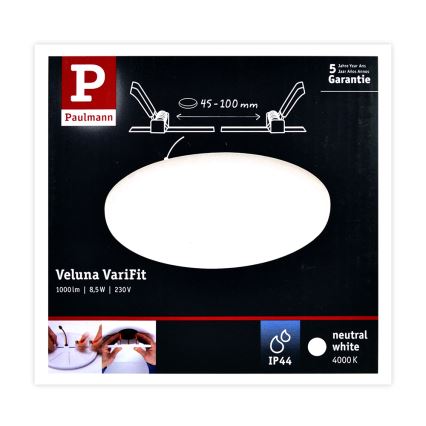 Paulmann 92391 - LED/8,5W IP44 Badezimmereinbauleuchte VARIFIT 230V