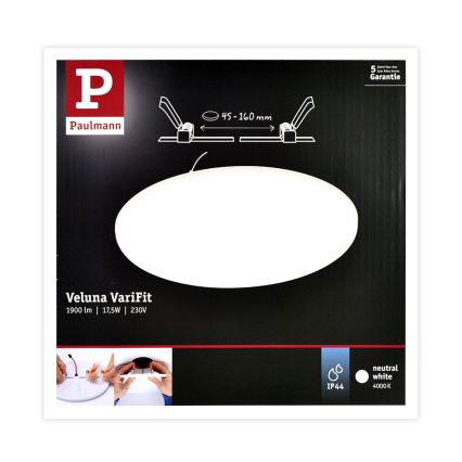 Paulmann 92392 - LED/17,5W IP44 Badezimmereinbauleuchte VARIFIT 230V