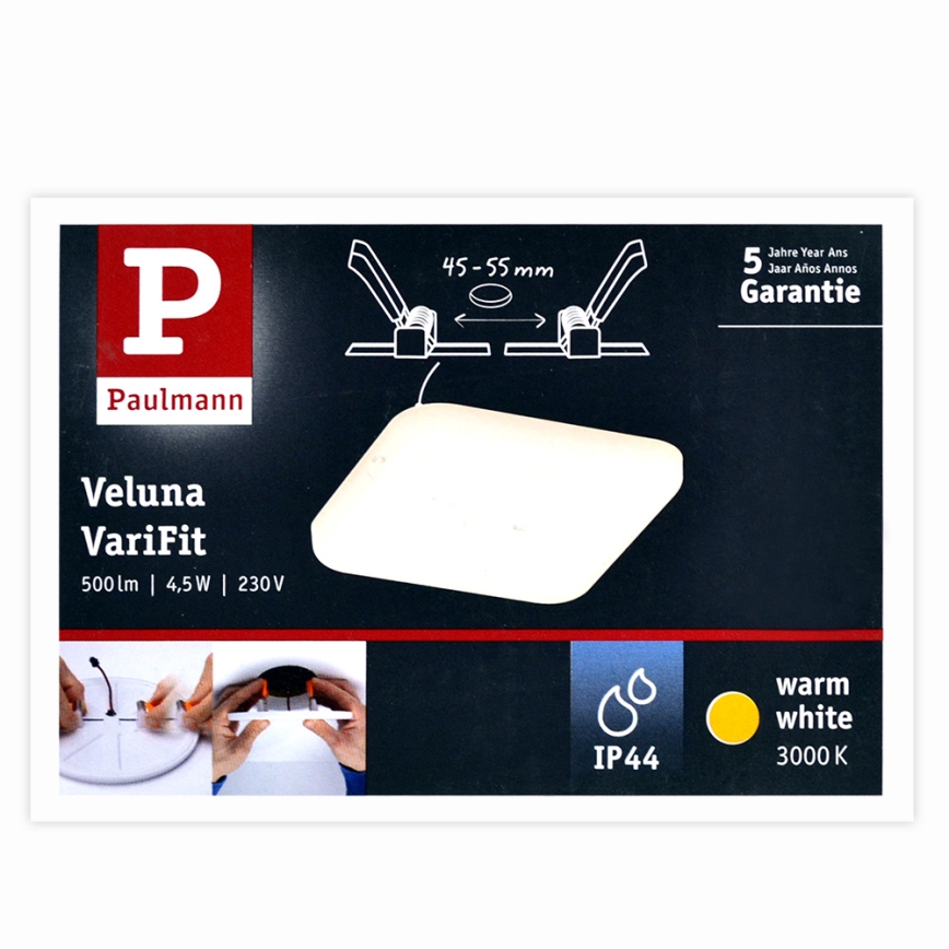 Paulmann 92393 - LED/4,5W IP44 Badezimmereinbauleuchte VARIFIT 230V