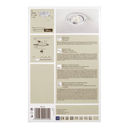 Paulmann 92530 - SET 3x LED/3W Badezimmer Einbauleuchte PREMIUM LINE 230V