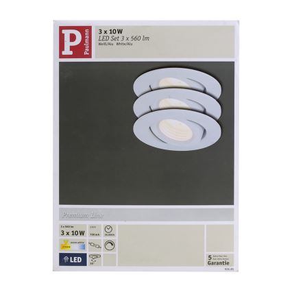 Paulmann 92685 - SET 3x LED Einbauleuchte PREMUIM LINE 3xLED/10W/230V