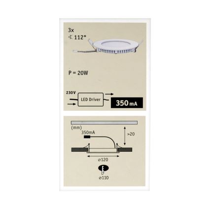Paulmann 92692 - SET 3xLED Einbauleuchte 3xLED/5W/230V