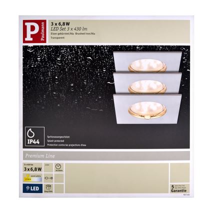 Paulmann 92762 - SET 3x LED-Bad-Deckeneinbauleuchte PREMIUM LINE 3xLED/6,8W/230V