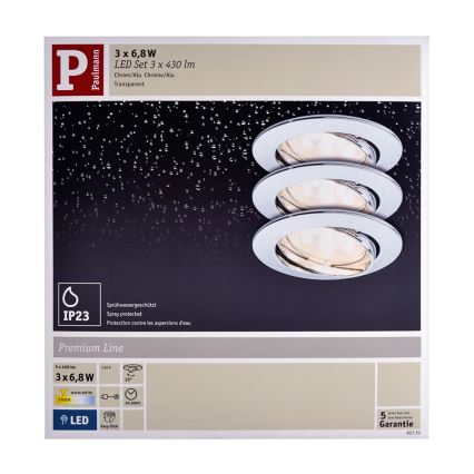 Paulmann 92770 - SET 3xLED/6,8W Badezimmer Einbauleuchte COIN 230V