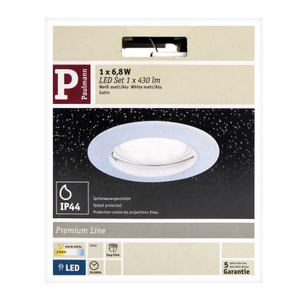 Paulmann 92804 - LED/6,8W IP44 Badezimmer-Einbauleuchte COIN 230V