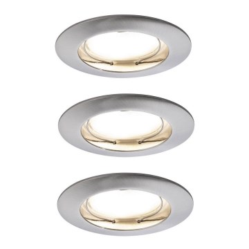 Paulmann 92827 - SET 3xLED/7W IP44 Dimmbares Badezimmer-Einbauleuchte COIN 230V