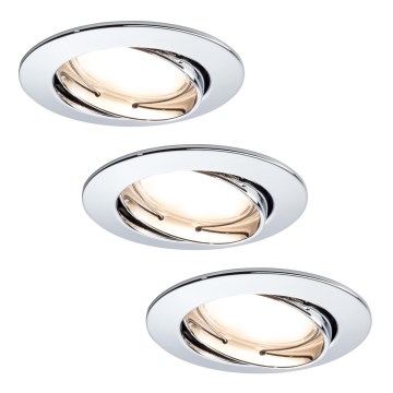 Paulmann 92837 - SET 3x LED/7W IP23 Dimmbare Badezimmereinbauleuchte COIN 230V