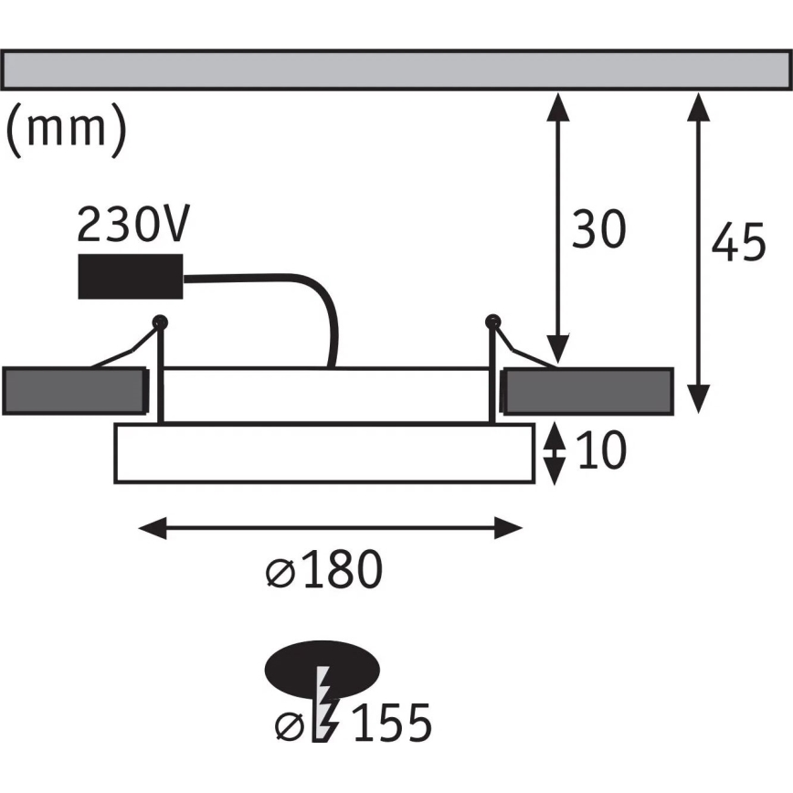 Paulmann 92935 - LED/12W IP44 Dimmbare Badezimmer-Einbauleuchte AREO 230V Ø 18 cm mattchrom