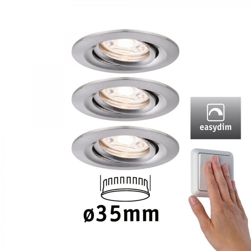 Paulmann 92973 - SET 3xLED/4,2W IP23 Dimmbare Badezimmerleuchte COIN 230V