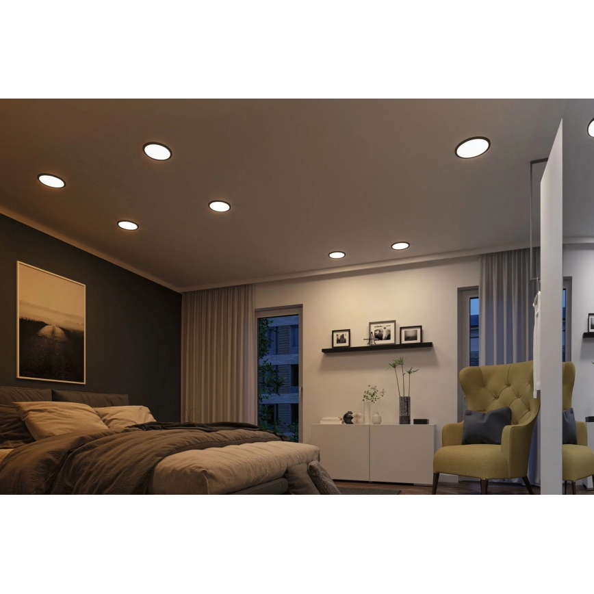 Paulmann 93102 - LED/16W IP44 Badezimmer-Einbauleuchte AREO 230V 2000/3000/4000K Ø 23 cm schwarz