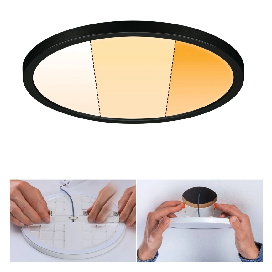 Paulmann 93102 - LED/16W IP44 Badezimmer-Einbauleuchte AREO 230V 2000/3000/4000K Ø 23 cm schwarz