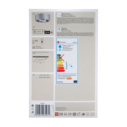 Paulmann 93507 - SET 3x Spotlight MICRO LINE 3xG4/20W/230/12V