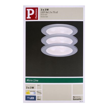 Paulmann 93544 - SET 3x LED Einbauleuchte MICRO LINE 3xLED/3W/230V