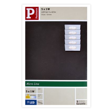 Paulmann 93550 - SET 5x LED/1W Vitrinenbeleuchtung MICRO LINE MINI 230V