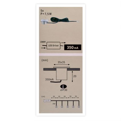 Paulmann 93550 - SET 5x LED/1W Vitrinenbeleuchtung MICRO LINE MINI 230V