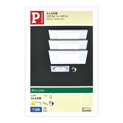 Paulmann 93558 - SET 3x LED/3,6W Einbauleuchte 230V