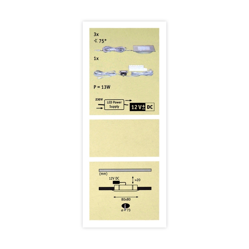 Paulmann 93558 - SET 3x LED/3,6W Einbauleuchte 230V