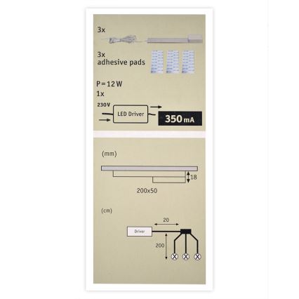 Paulmann 93566 - SET 3xLED/3,2W Möbelbeleuchtung SETUP 230V