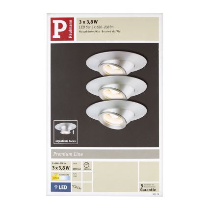 Paulmann 93579 - SET 3xLED Einbauleuchte 3xLED/3,8W/230/12V