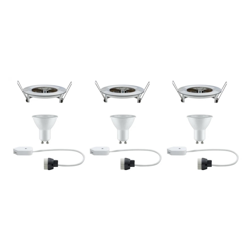 Paulmann 93599 - SET 3x LED GU10/7W IP44 dimmbare Badezimmerleuchte NOVA 230V