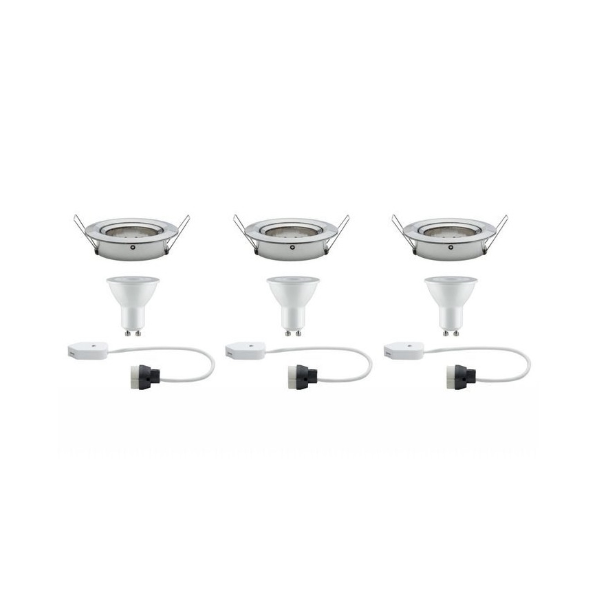 Paulmann 93607 - SET 3x LED GU10/7W IP23 dimmbare Badezimmerleuchte NOVA 230V