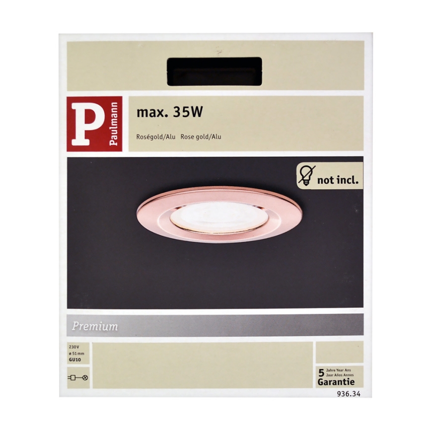 Paulmann 93634 - Badezimmer Einbauleuchte NOVA 1xGU10/35W/230V rosegold