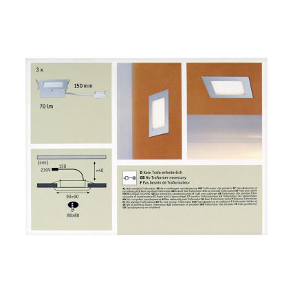 Paulmann 93758 - SET 3xLED Treppenbeleuchtung AREAL 3xLED/2W/230V