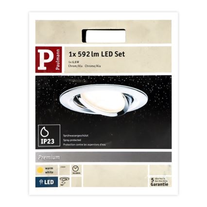 Paulmann 93867 - 1xLED/6,8W IP23 Badeinbauleuchte COIN 230V