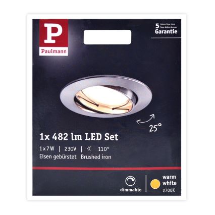 Paulmann 93963 - LED/7W IP23 Deckenleuchte für Badezimmer dimmbar COIN 230V