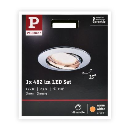 Paulmann 93965 - LED/7W Badezimmer-Dimmleuchte COIN 230V