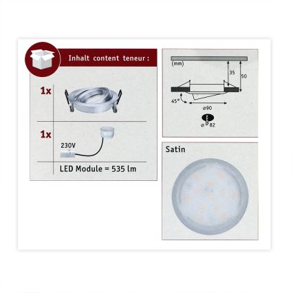 Paulmann 93983 - LED/6,8W IP23 Badezimmer-Einbauleuchte COIN 230V