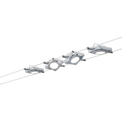 Paulmann 94107 - Set 4xLED/4,3W Komplettes Seilsystem MAC 230V mattchrom