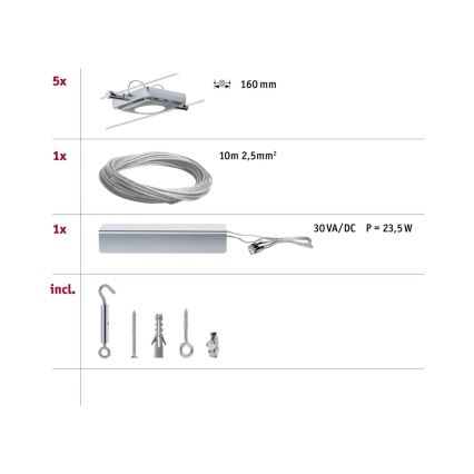 Paulmann 94108 - SET 5xLED/4,3W Strahler für Schienensystem MAC 230V mattes Chrom